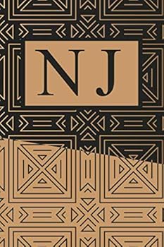 NJ : Art Deco Initials NJ Monogram Notebook, NJ Monogrammed Journal Gift