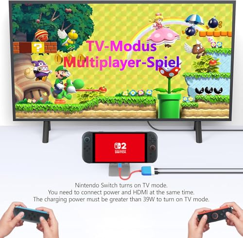 Image of Switch Dock for Nintendo Switch 2 /Switch /OLED, 3-in-1 Portable TV Dock with 4K@60Hz HDMI USB 3.0 Port USB C PD 100W Charging,Mini Travel Dock Replacement for Switch Docking Station.