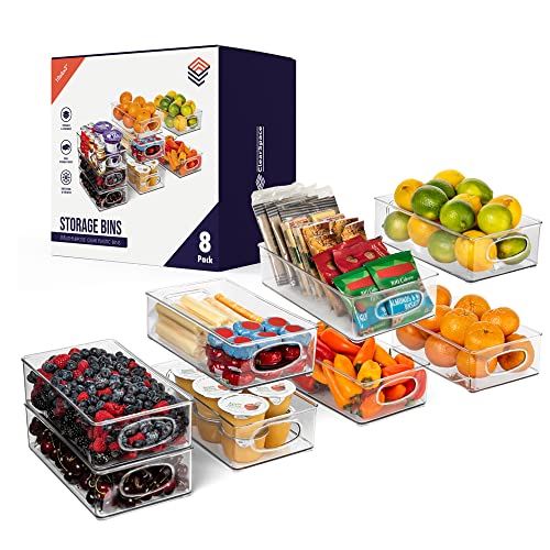 ClearSpace Plastic Pantry Organization and Storage Bins – Perfect Kitchen Organization or Kitchen Storage – Fridge Organizer, Refrigerator Organizer Bins, Cabinet Organizers (8 Pack)