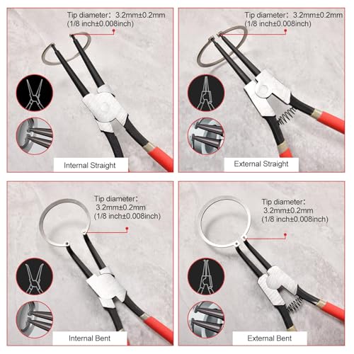 Alicates para anillo de retención LEONTOOL de 13 pulgadas con punta doblada 8