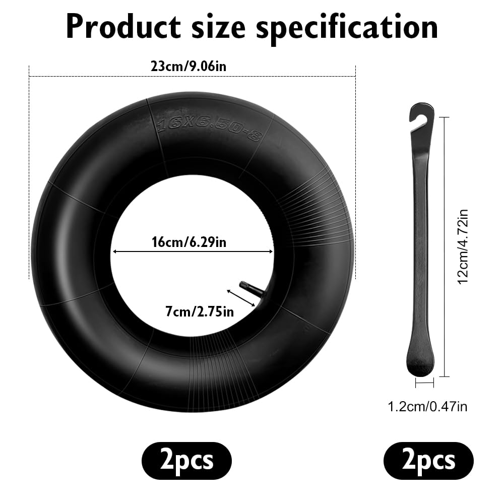mizikuu 16x6.50-8 Camera d'Aria, 2 Ruota di Ricambio Camera d'Aria Ruota Carriola Pneumatici Da Trattore Inner Tube Valvola Per vari tosaerba carriole rimorchi da giardino go-kart golf cart