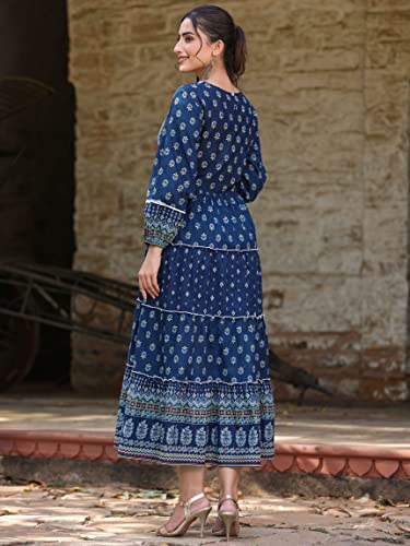 Image of Juniper Women's Navy Printed Tiered Dress