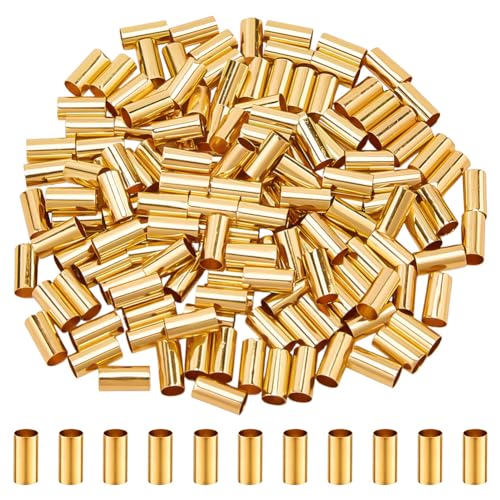PandaHall 150 piezas de cuentas de tubo de latón dorado anillo de macramé para manualidades de costura DIY y artesanía de soporte de planta de colgante de pared de macramé
