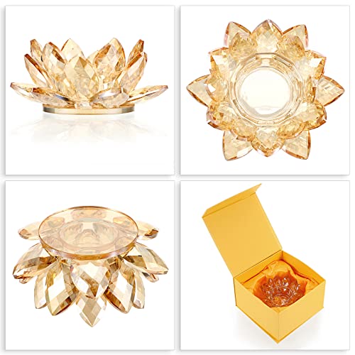 Ownmy OM-US-00126 Crystal Lotus Flower Tea Light Holder Lotus Petals Votive Candle Holder thumb #3