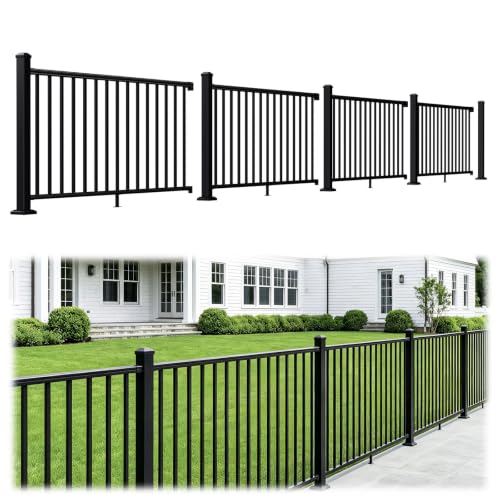 Image of Egadis 36 in. H x 24 ft. W Black Deck Railing Kit with 5 Post, Textured AAMA 2604 Powder-Coat Finish Modular Aluminum Railing System for Outdoor Decks, Porches & Balconies(4 Panel, 5 Post)