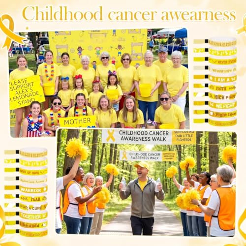Wavwavw 200 Pcs Gold Childhood Cancer Awareness Bracelets for Kid's Charity by Wavwavw - Used condition - Image 5