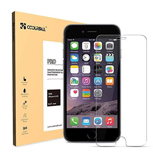 iPhone 6S 6 Glass Screen Protector, Coolreall Tempered Glass Screen Protector Film for Apple iPhone 6/ 6S - Transparent (0.21mm HD Ultra Clear)