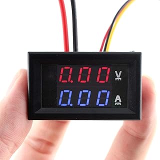 Eiechip LED Digital Voltmeter Ammeter, Mini DC Digital Multimeter 100V 10A, Blue Red LED Amp Dual Digital Display Volt Meter Gauge, Car Current Monitor Tester 0.28"