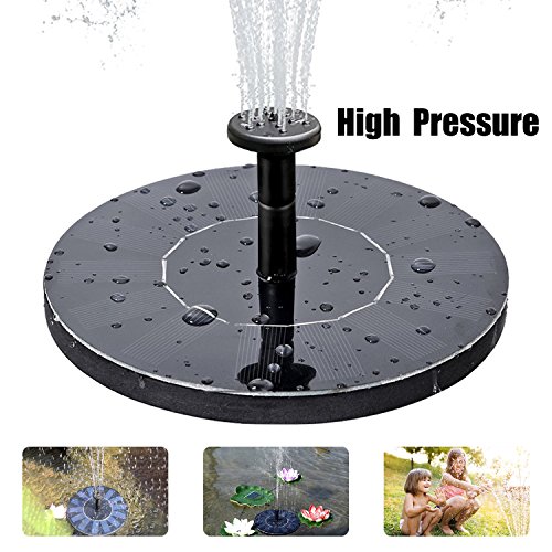 Solar Fountain Pump, Free Standing Solar Birdbath Fountain, 2018 Upgraded 1.5W Solar Powered Fountain Pumps Submersible Outdoor, for Bird Bath, Small Pond, Swimming Pool, Garden, Patio and Lawn