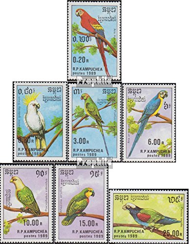 Prophila Collection Cambogia Michel.-No..: 1016-1022 (Completa Edizione) 1989 Pappagalli (Francobolli per i Collezionisti) Uccelli