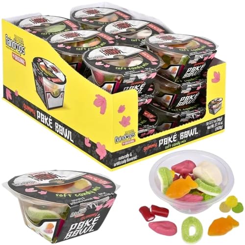 Raindrops - Gummy Candy Japanese Poke Bowl - Gummy Sushi Candy Bowl, Soft Candy Assortment Japanese Theme for All Ages - 1 Bowl (3.17 Oz)