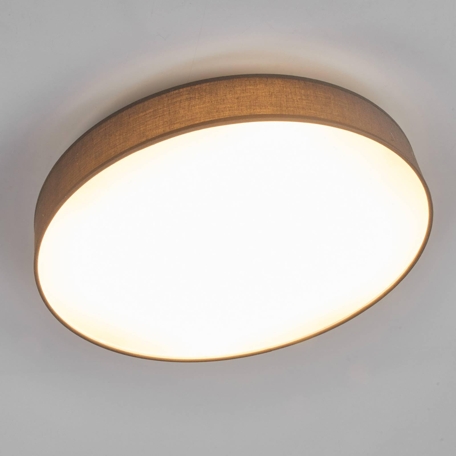 Lindby LED Lámpara de techo Saira (Moderno) en Gris hecho Textura, Tela Tejido Seda e.o. para Salón & Comedor (1 llama, lámpara textil