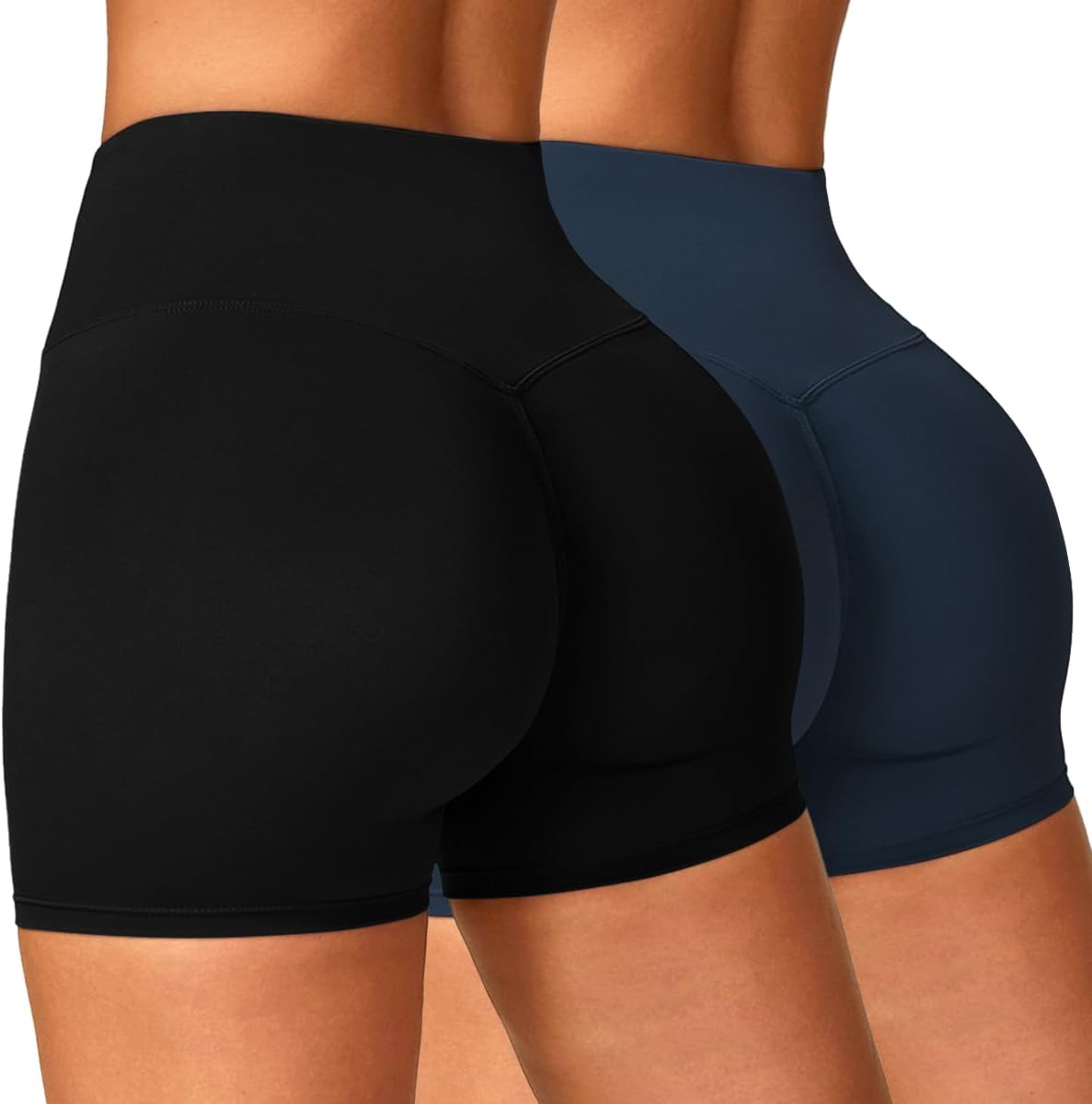 Women's 2 Piece Workout Biker Shorts High Waist Tummy Control Scrunch Butt Lifting Gym Yoga Running Shorts