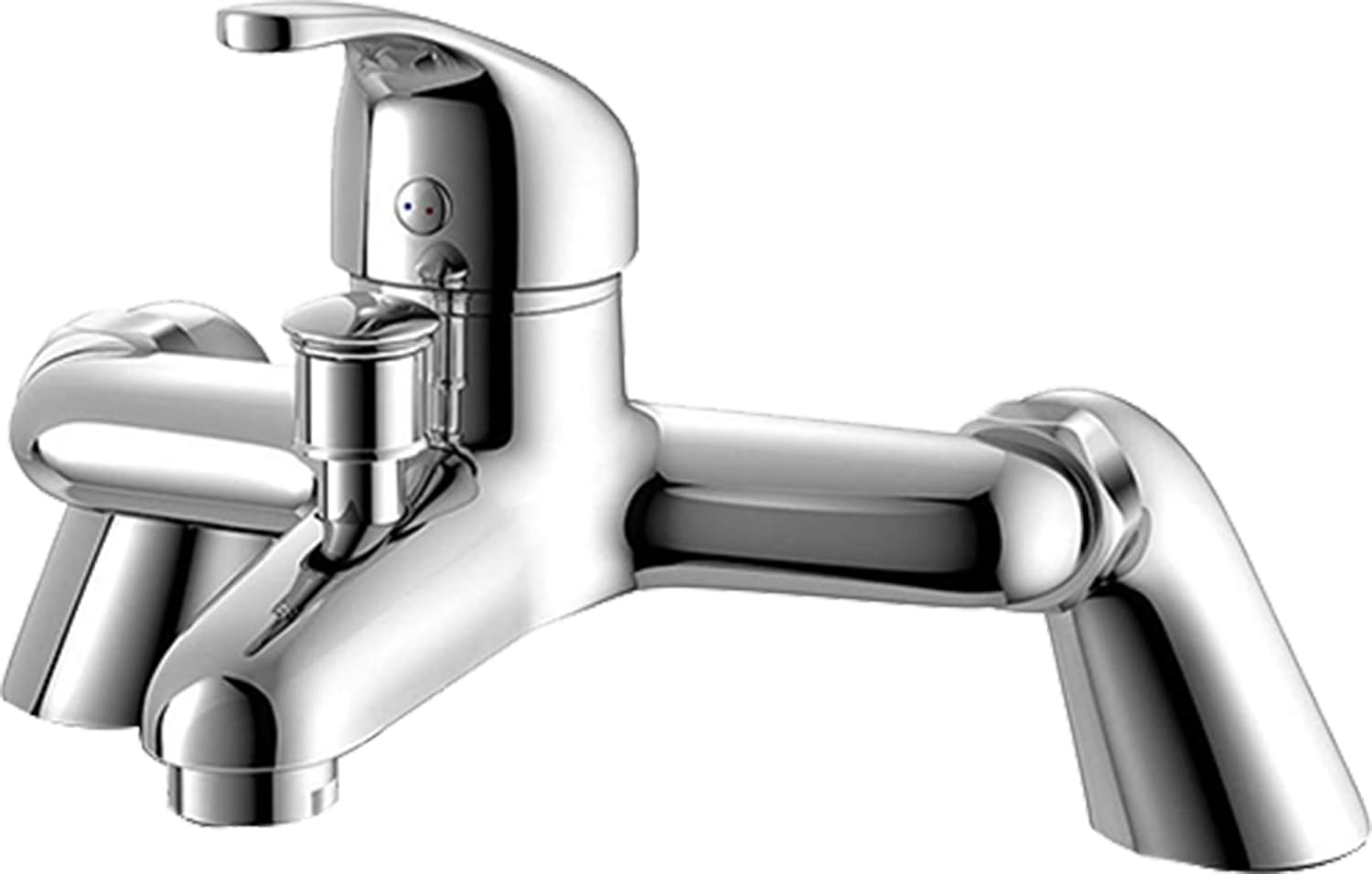 Xcel Home Modern Bath Filler Tap with Pillar Legs – Chrome Finish – Dual Lever Deck Mounted Bath Mixer – Traditional Style Bathroom Tap – Solid Brass Construction (1 Pack)