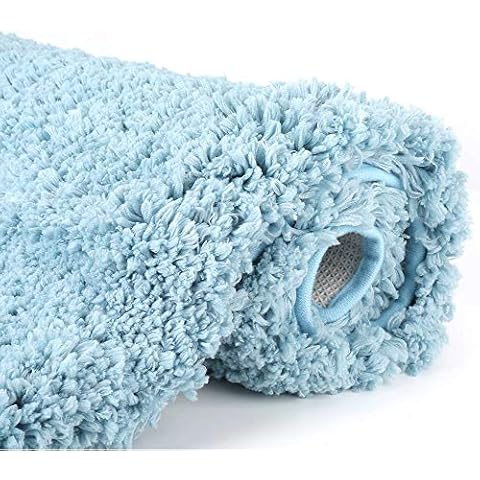 Non Slip Bath Mat, SHEEPPING Non-Slip Rubber Foam Mats, Machine Washable, Microfiber Soft Super Absorbent, 80 x 50.8 cm (Blue) Cover