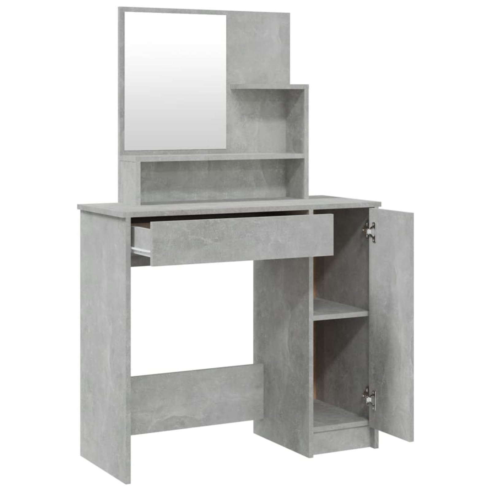 Homgoday Schminktisch mit Spiegel Betongrau 86,5x35x136 cm Holzwerkstoff Make-up Tisch mit Schublade und Ablage für Schlafzimmer 802961