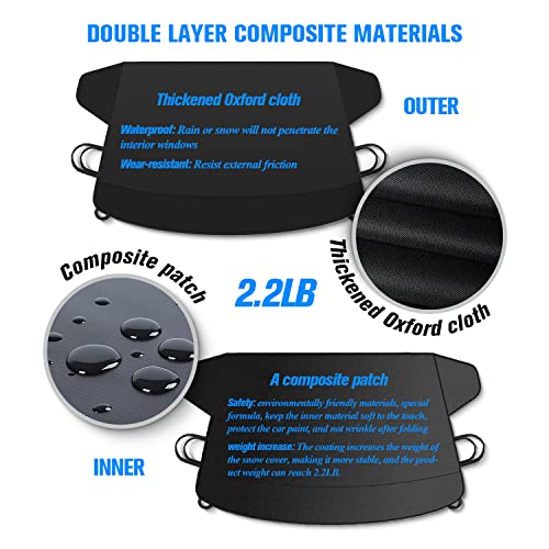 Sunny Color Extra Large Windproof Car Windshield Cover Upgraded Best For Ice, Frost & Snow Removal Windshield Snow Cover For All Weather (Large, 71X47 Inches)… #TOP4