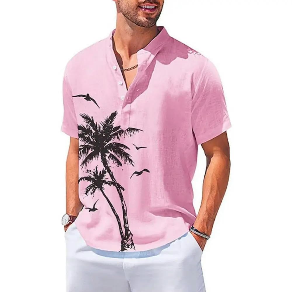 Hawaiihemd Männer Hawaiianische Hemden 3D Kokosnussbaumdruckhülle Bluse Beach Für Herrenkleidung