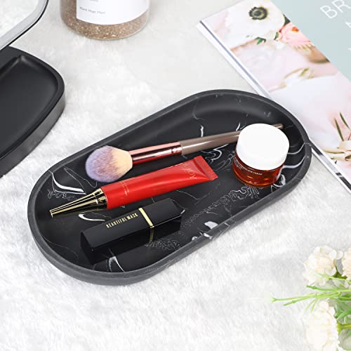 Lkkl Vanity Tray, Bathroom Tray Toilet Tank Storage Tray, Kitchen Sink Trays, Vanity Countertop Organizer Tray For Jewelry, Perfume, Candles, Soap, Towel, Bottles, Oval Black Medium 10" #TOP2