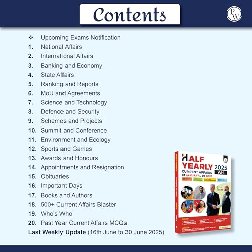 Image of PW Half Yearly Current Affairs Magazine Vol. 1 January to June 2025 By Krati Singh | For SSC, Banking, Teaching, Railway, Defence and Other ... English Edition [Paperback] Krati Singh