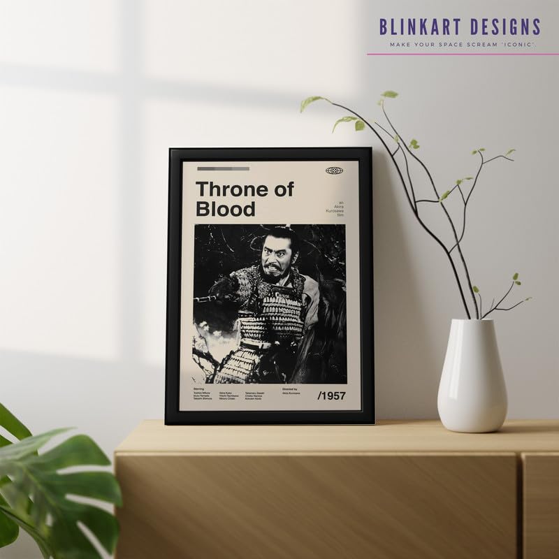 Image of BLINKART Throne Of Blood Movie Poster Frame 8x12 Inch | Premium 300 GSM Paper Wall Print | Mid Century Vintage Film Artwork for Home, Bedroom, Living Room, Office | Framed Photo Decor