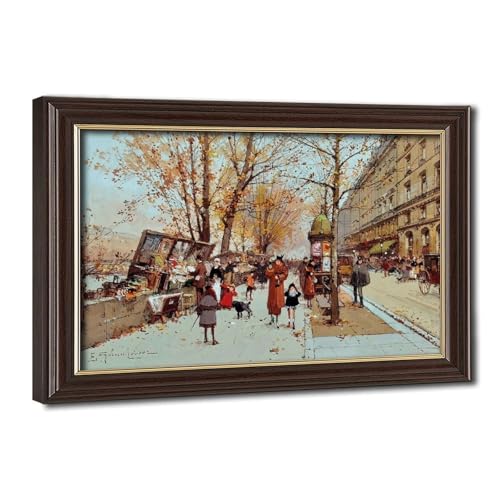 Cadre Bouquinistes Sur La Seine Galien-Laloue pour habiller un grand mur de bureau vide