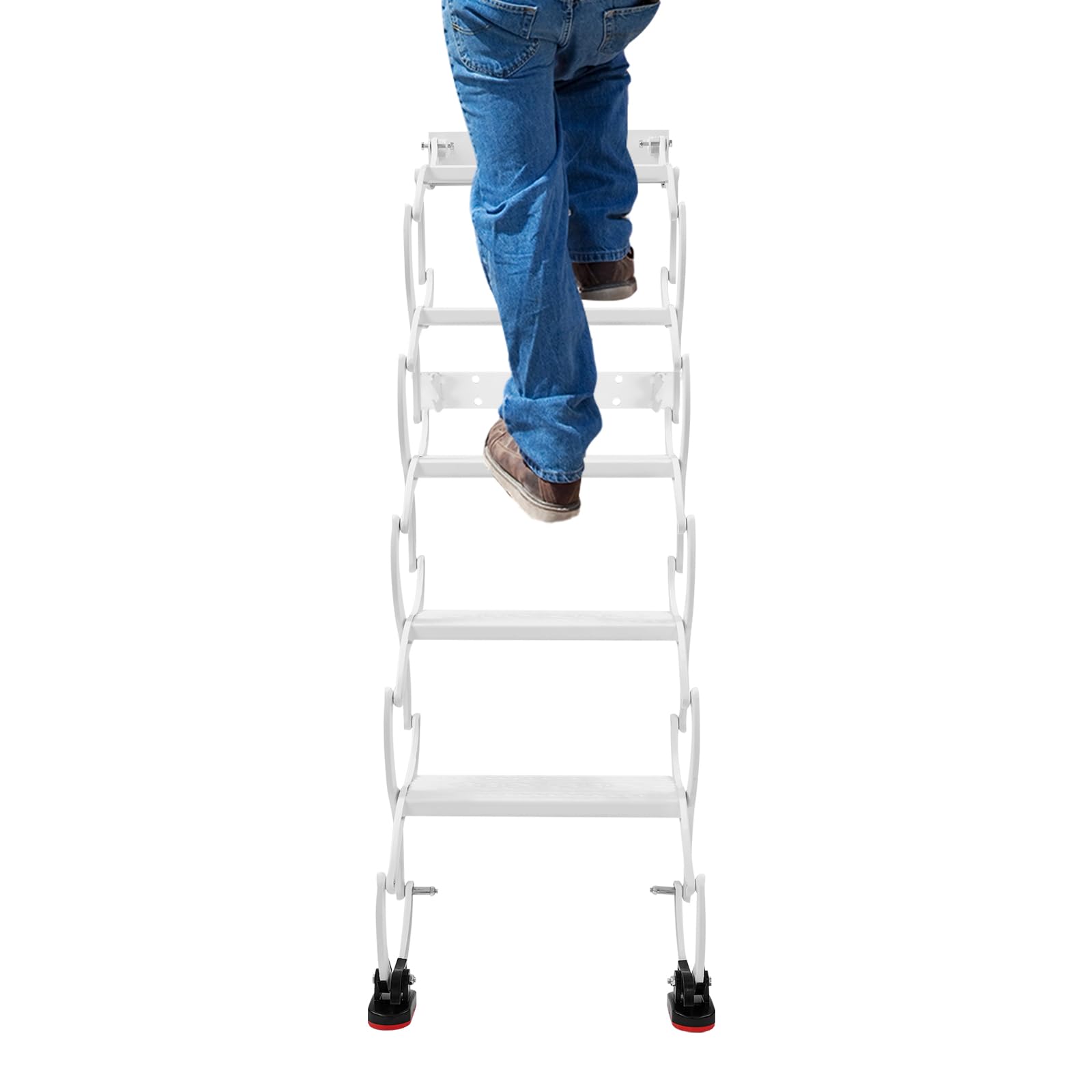 Escalera Telescópica Plegable, 5 Pisos Escalera Telescópica para ático,Escalera de Acceso al Altillo con peldaños Antideslizantes Recubiertos de Goma, Altura Vertical 125 cm, Capacidad 200kg