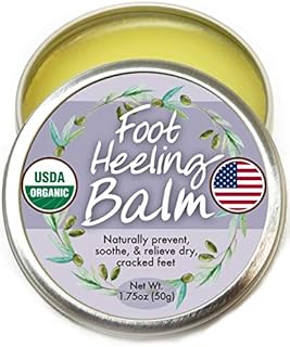 Organic Heel Balm For Dry Cracked Feet - Made in USA, USDA Certified Natural Heel and Foot cream for Healthy Feet - Foot Repair Cream for Men and Women - Perfect for cracked heels and Dry Feet