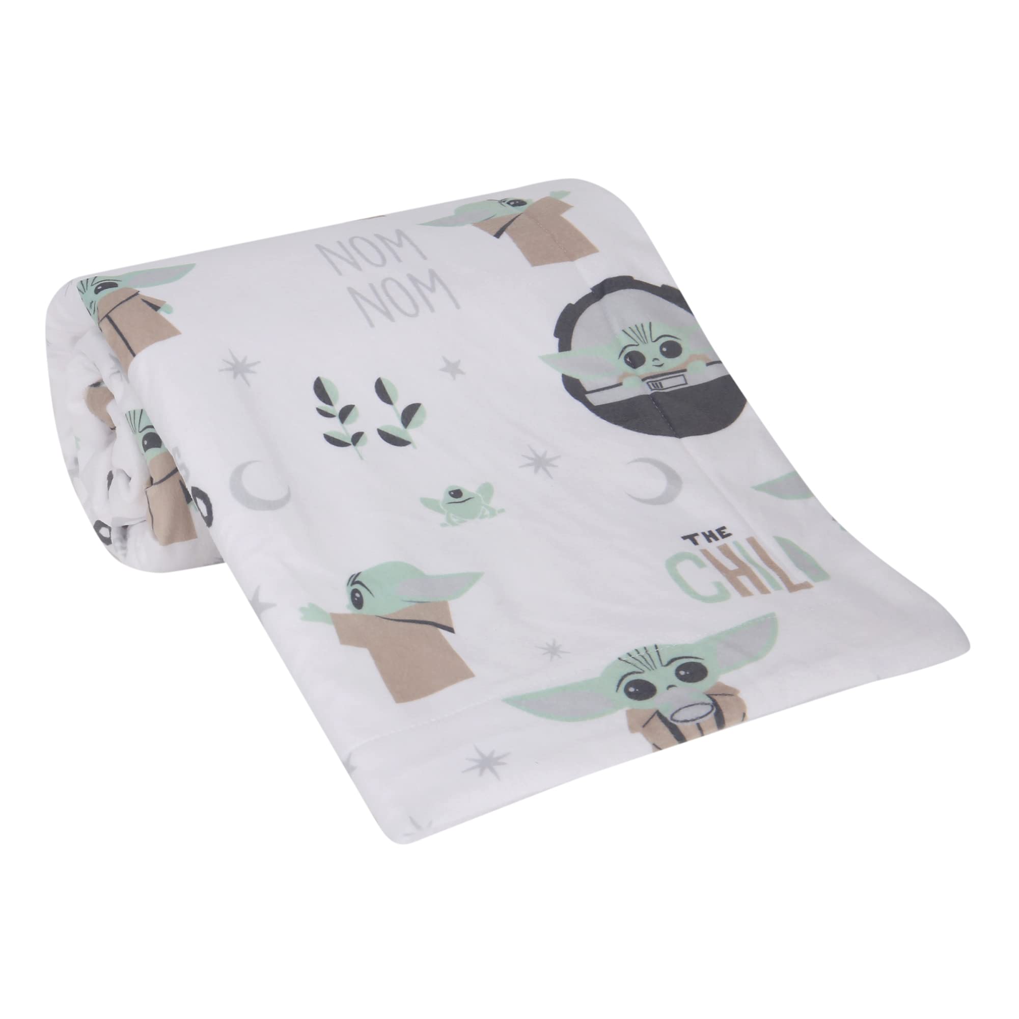 Lambs & Ivy Star Wars The Child/Baby Yoda/Grogu White Minky/Fleece Manta de bebé
