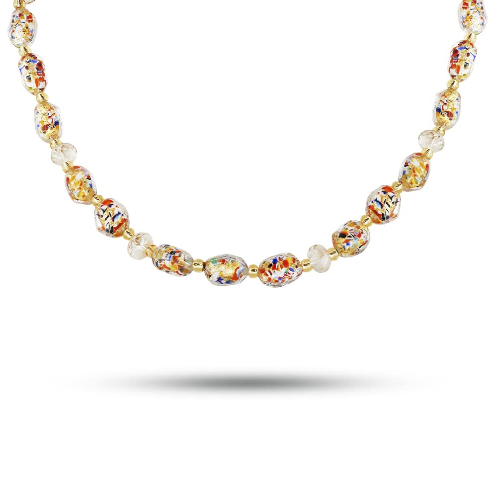 Venetiaurum - Collana Girocollo con Pietre in Vetro Originale di Murano e Argento 925 - Gioiello Made In Italy Certificato