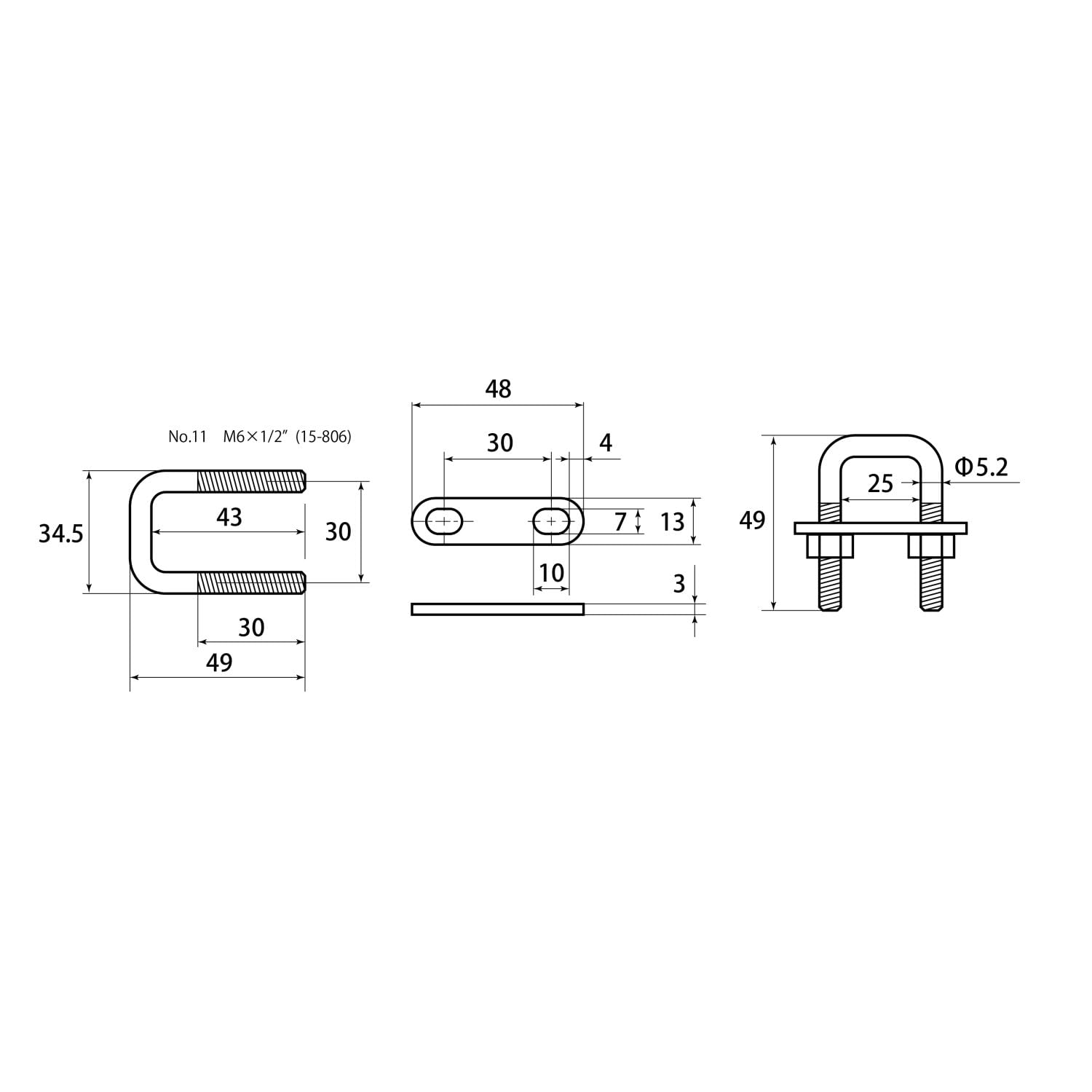 Amazon | aiai コ型ボルトセット M6X43X30mm 15-806 | U-ボルト