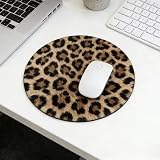 1pc Leopard Grain Print Round Mouse Pad Custom, Non-Slip Rubber Comfortable Customized Circular Mouse Pads for Work Computer