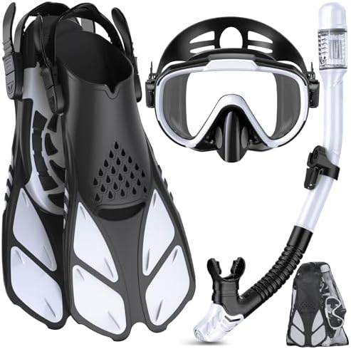 Snorkeling Gear for Adults Males Ladies,4 in 1 Snorkel Set with Panoramic… Snorkeling Gear for Adults Males Ladies,4 in 1 Snorkel Set with Panoramic…
