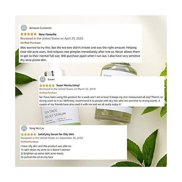 iUNIK-Tea-tree-Relief-Natural-Facial-Serum-171-Fl-Oz-Acne-Treatment-Serum-Ampoule-Clear-Skin--Face-Serum-for-Acne-Breakout-Pimple-Tea-Tree-67-Centella-Asiatica IUNIK Tea Tree 67% Relief Vegan Facial Serum - Non-Sticky | Clear & Balanced Skin w/Centella Asiatica 19% for Soothing Calming Irritated & Acne-prone Skin Ampoule Korean Skincare
