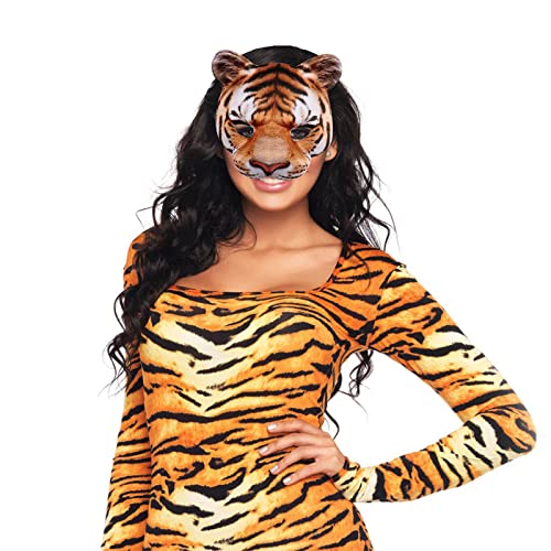 Halloween Animal Mask Tiger & Pig Half Face Realistic Print with Elastic Band Funny Mask for Men Women Dress up Cosplay Jungle Theme Party Show Easter Costume Supplies Accessory(One size) - Image 3
