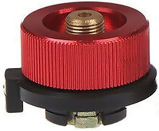 Adaptador de gas para campamento (adaptador de botella de gas de tipo dividido de metal) para campamento, portón trasero, calefacción, rojo