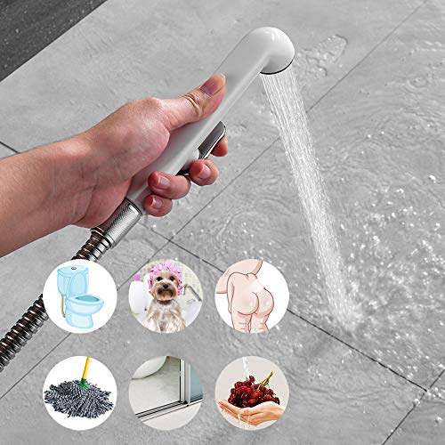 REWEE Hand Held Bidet Sprayer for Toilet Portable Bidet Faucet Baby Cloth Diaper Sprayer Kit (White+Chrome) - Thumbnail 3