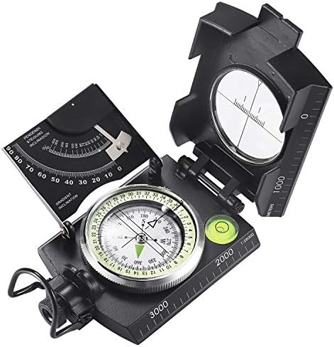 Eyeskey Multifunctional Military Metal Sighting Navigation Compass with Inclinometer | Impact Resistant & Waterproof Compass for Hiking, Camping, Boy Scout (Black)