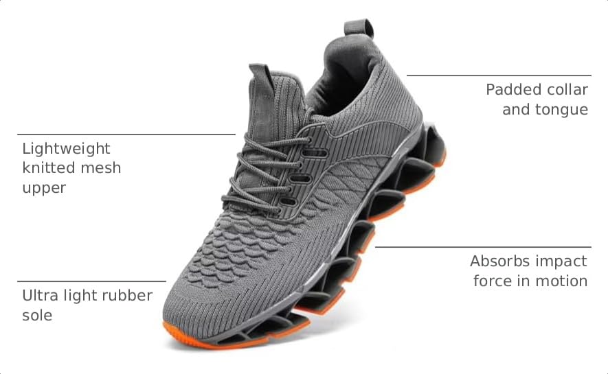 Image of Mens Slip on Walking Running Shoes Blade Tennis Casual Fashion Sneakers Comfort Non Slip Work Sport Athletic Trainer