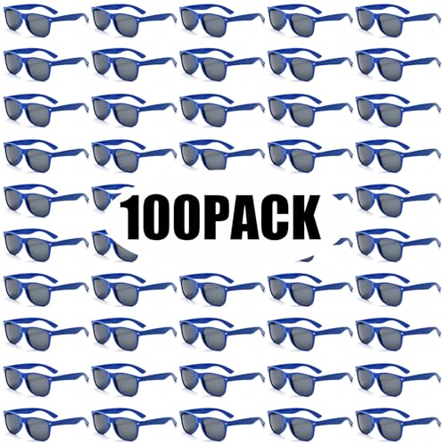 Image of 50 /100 Pack Bulk Sunglasses for Adult Retro 70s 90s Cheap Glasses UV400 Protection (100Blue, Black)