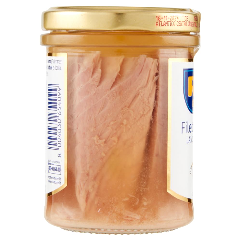 Rio Mare Filetti di Tonno al Naturale Lot de 3 filets de thon naturels faits à la main 180 g + Italian Gourmet poolpa 400 g