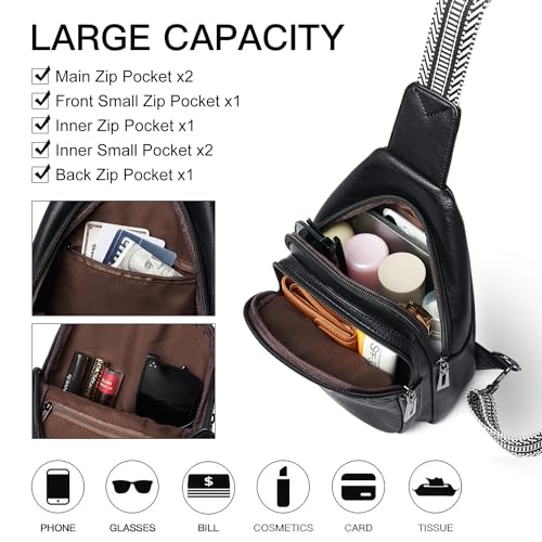 Image of LATMAP 7L Sling Bag for Women Men Crossbody Belt Bag Small Travel Sling Backpack Anti Theft Chest Daypack Purse Faux Leather