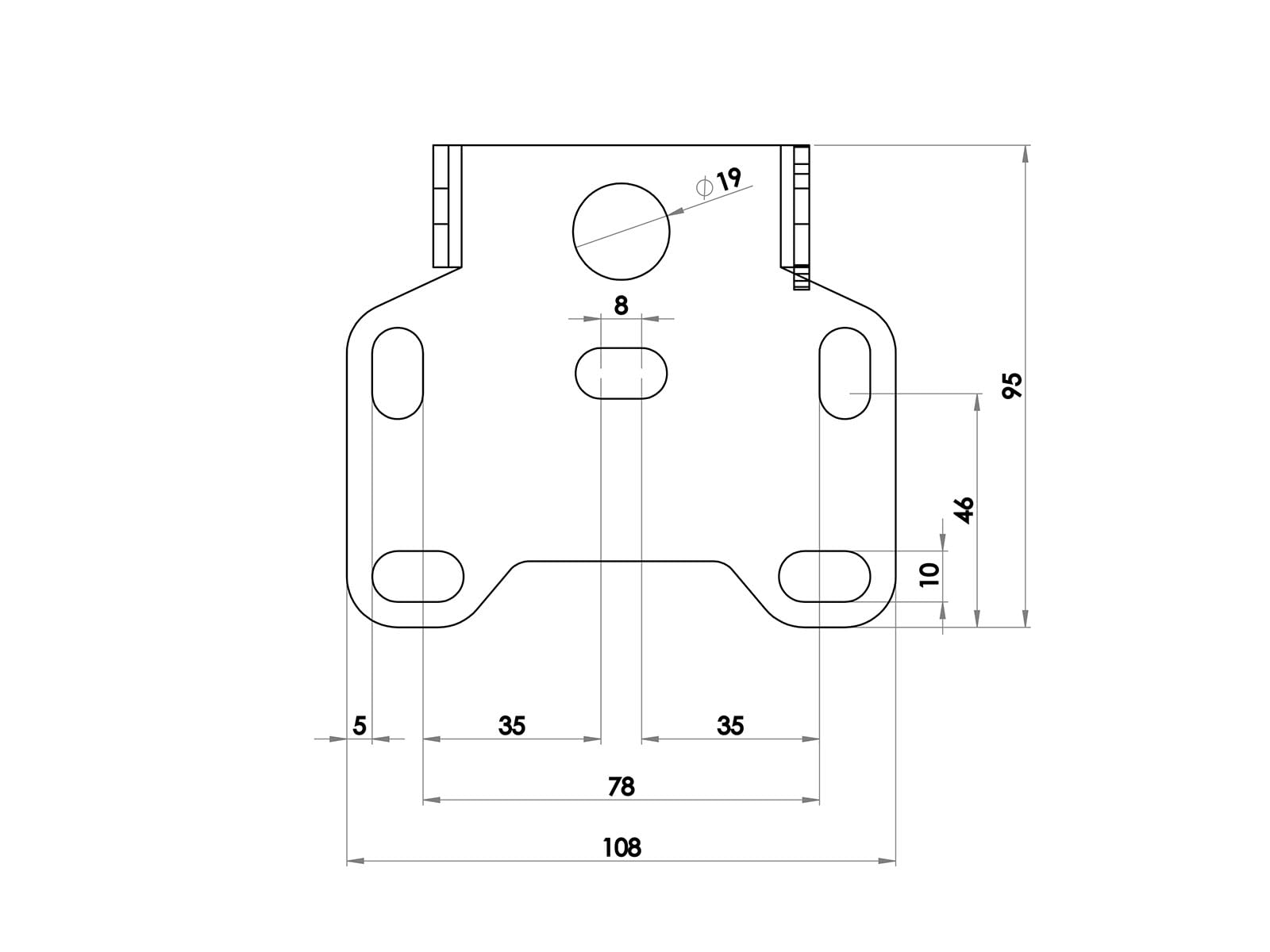 Universal Supporto Targa Posteriore Per Moto - Frecce Portatarga In Nero Verniciato, Larghezza 175 Mm, Stile Street Fighter, ABE Libera, Fai Da Te - 2