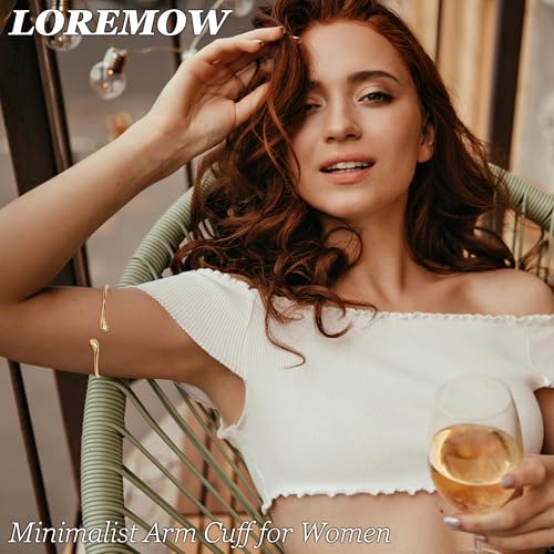 3Pcs Upper Arm Cuff for Women Adjustable Open Chunky Cuff Bracelets Set Gold Irregular Boho Coil Arm Cuff Bangle4