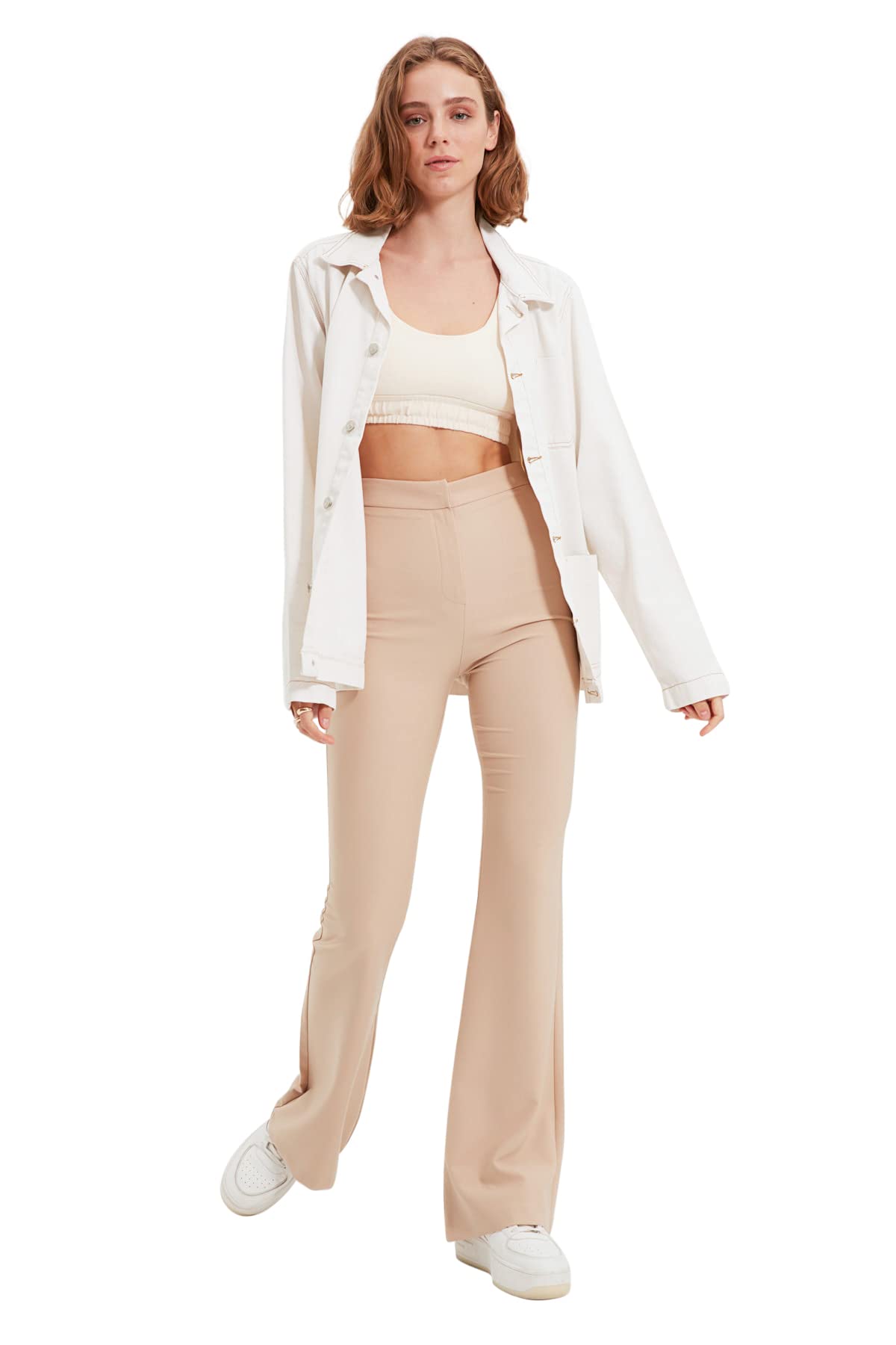 Trendyol Damen Stone Man High Waist Flare Pants, 40