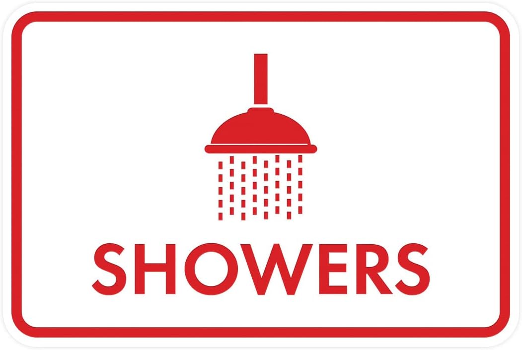 Classic Framed Showers Sign (White/Red) - Large