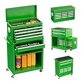 Pataku 8 Drawer Tool Chest with Wheels, 2-in-1 Detachable Rolling Tool Box with Drawers, Large Tool Cart on Lockable Wheels, Metal Tool Cabinet for Garage/Workshop(Green)