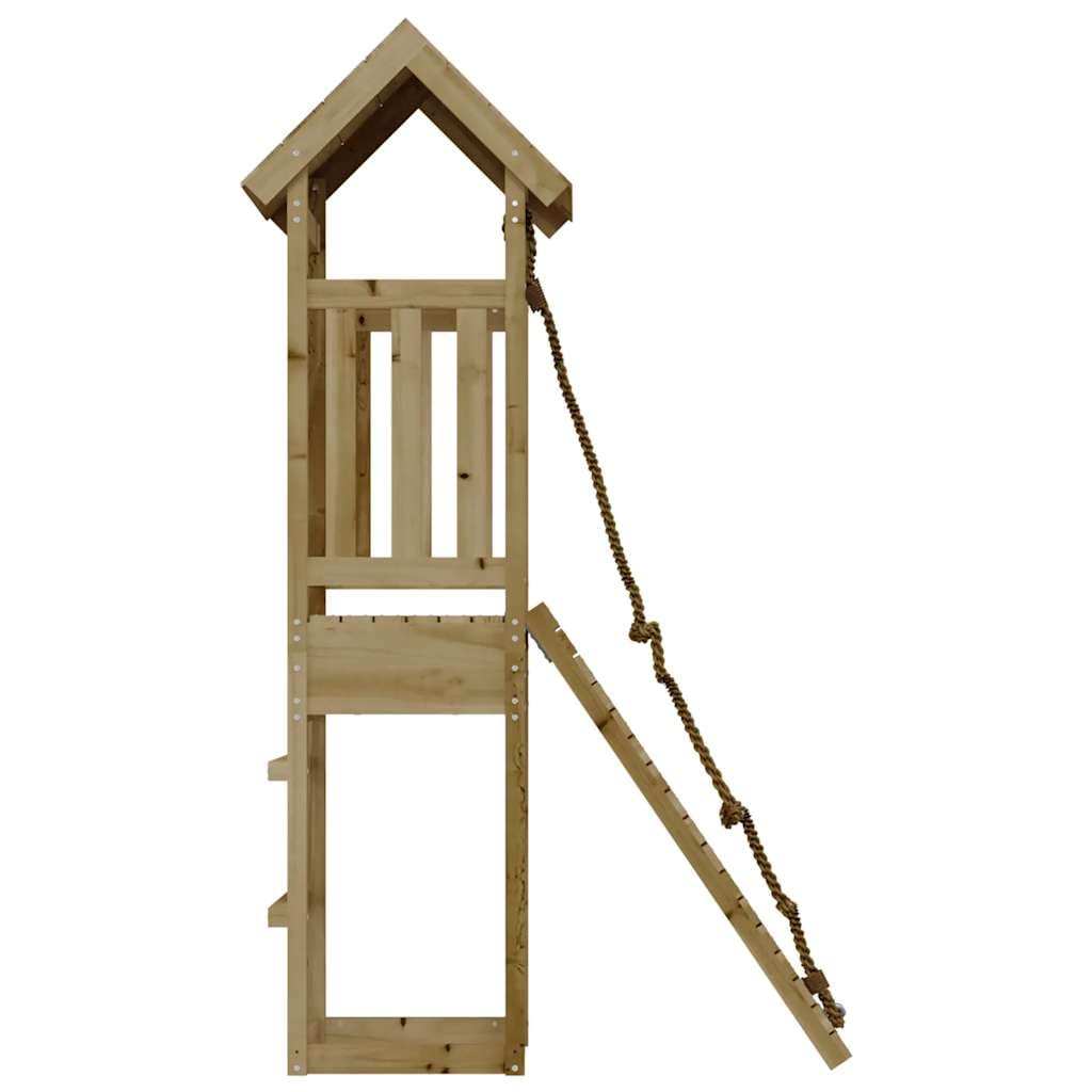 Spielturm mit Kletterwand aus imprägniertem Kiefernholz für Garten, Kinder, Outdoor, mit Sandkasten, Rutsche, Seil, Wippe, für Kinder ab 3 Jahren, robustes Holzspielhaus für draußen