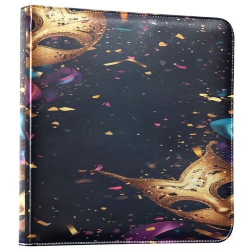 Álbum de fotos adhesivo DIY Cuero PU Scrapbook Carnaval Máscara Mardi Gras Carpeta de 3 anillos Album de fotos 40 páginas 8x10 para recuerdos