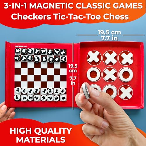 Image of Magnetic Puzzles for Toddlers 3-5 - Kids Travel Toys for Boys and Girls | 3 in 1 Chess and Checkers and TicTacToe Game Kids Ages 4-8 - Magnetic Puzzles for Travel, Road Trip, Plane, Car Ride